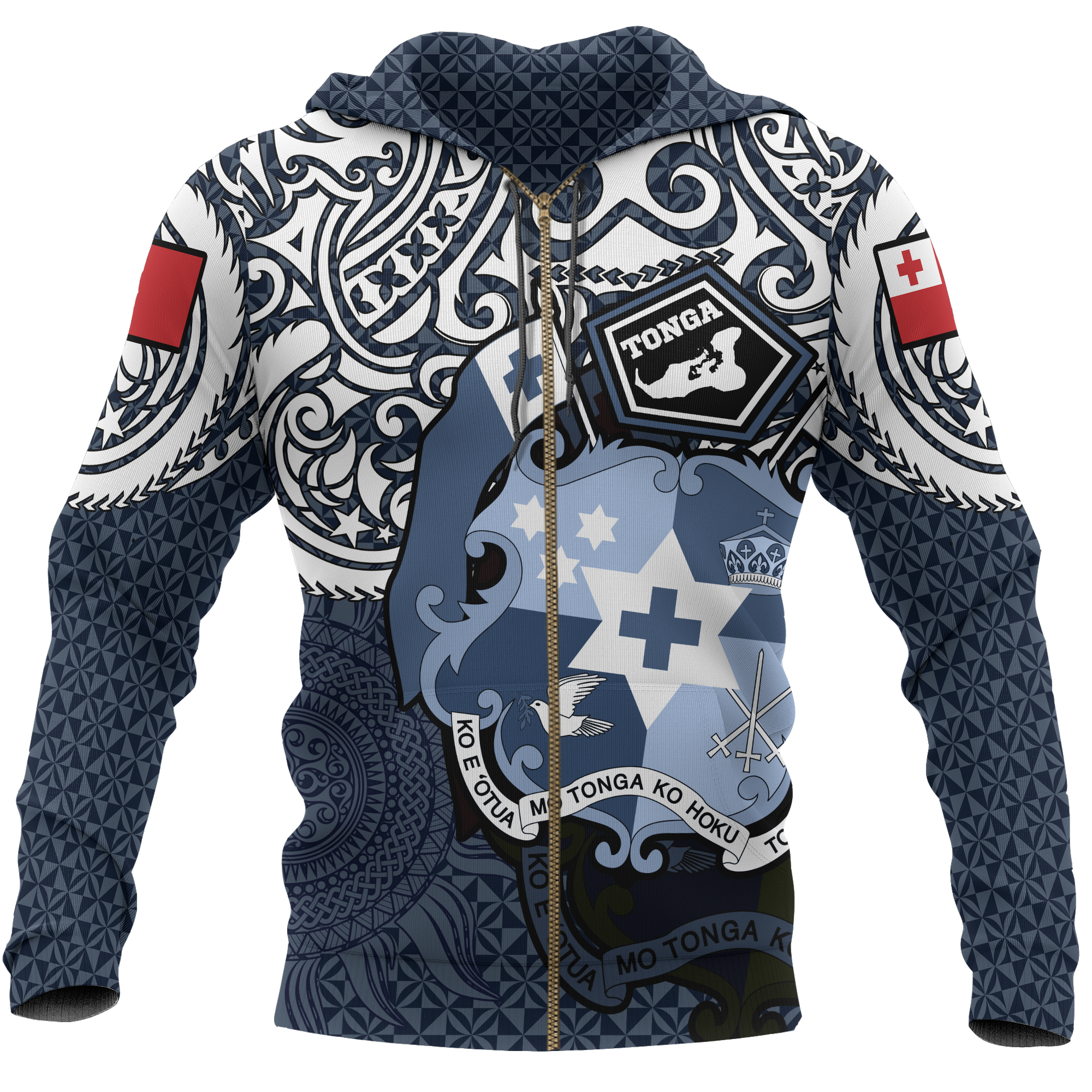 Tonga Polynesian Hoodie (Zip up) Tongan Pride (Blue) Unisex Blue - Polynesian Pride