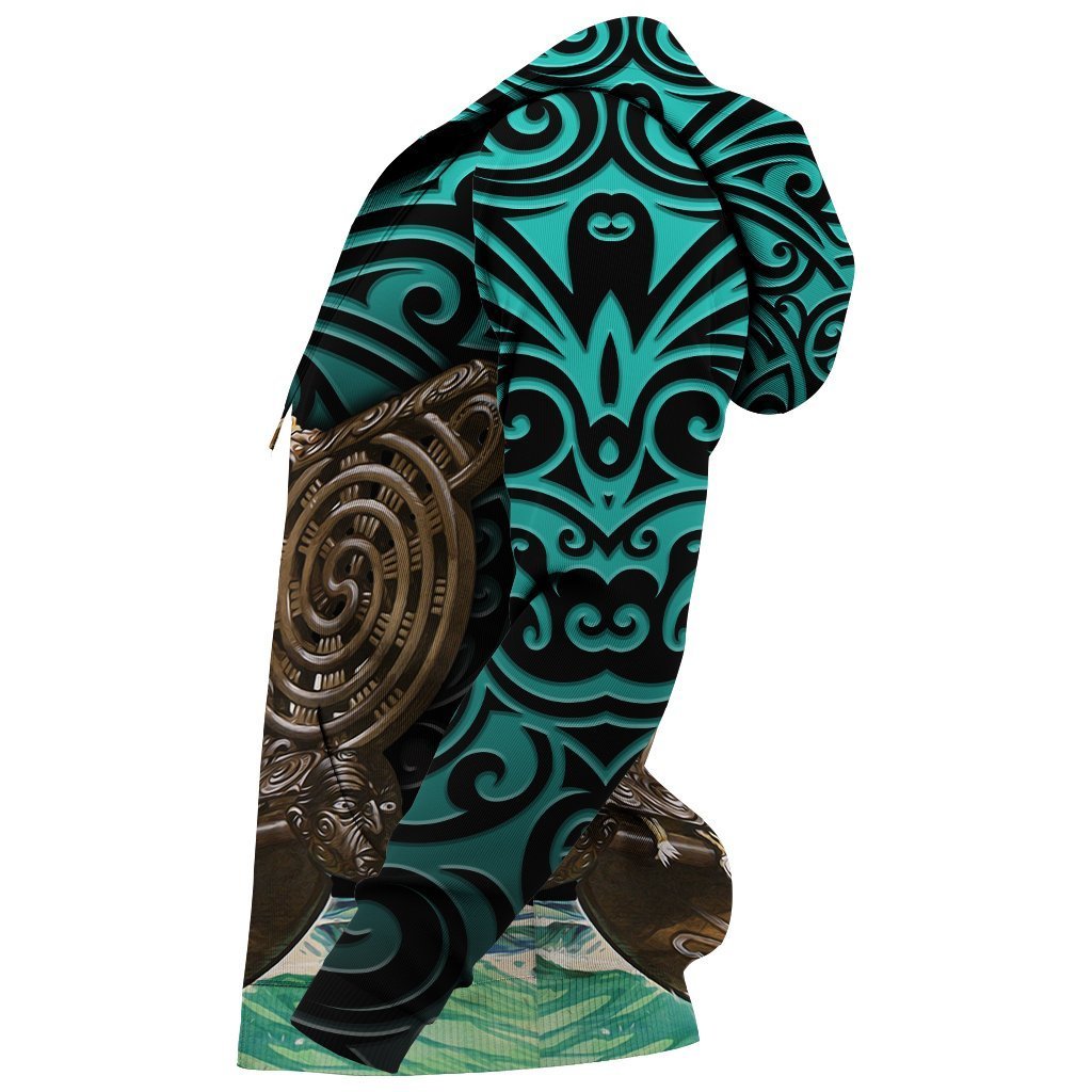 New Zealand Zip up Hoodie, Maori Waka Taua Zipper Hoodie - Polynesian Pride