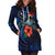 Chuuk Polynesian Hoodie Dress - Blue Turtle Hibiscus - Polynesian Pride