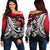 Chuuk Women's Off Shoulder Sweaters - Tribal Jungle Pattern Red Color Red - Polynesian Pride