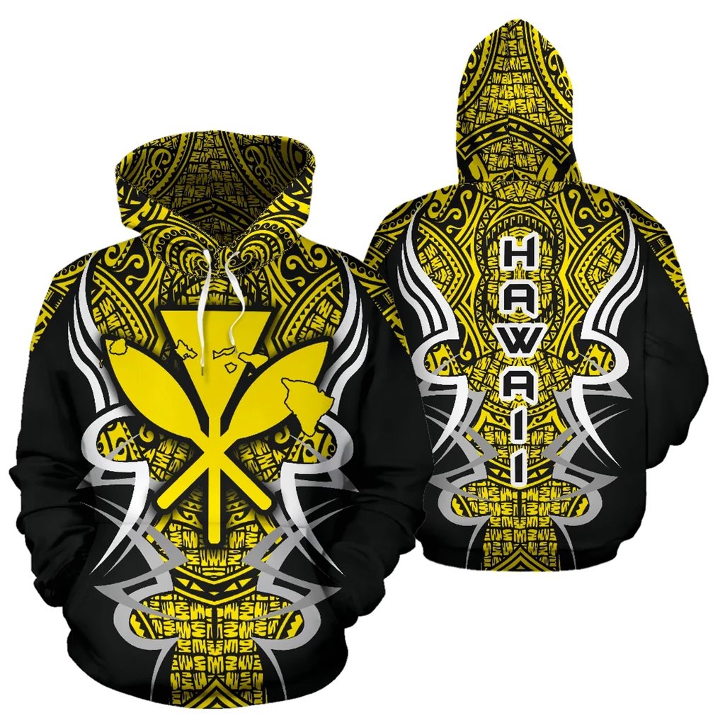 Kanaka Map Hoodie Yellow Armor Style Unisex White - Polynesian Pride