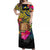 Tokelau Off Shoulder Long Dress Alluring Polynesia and Tropical Flowers LT13 Women Black - Polynesian Pride