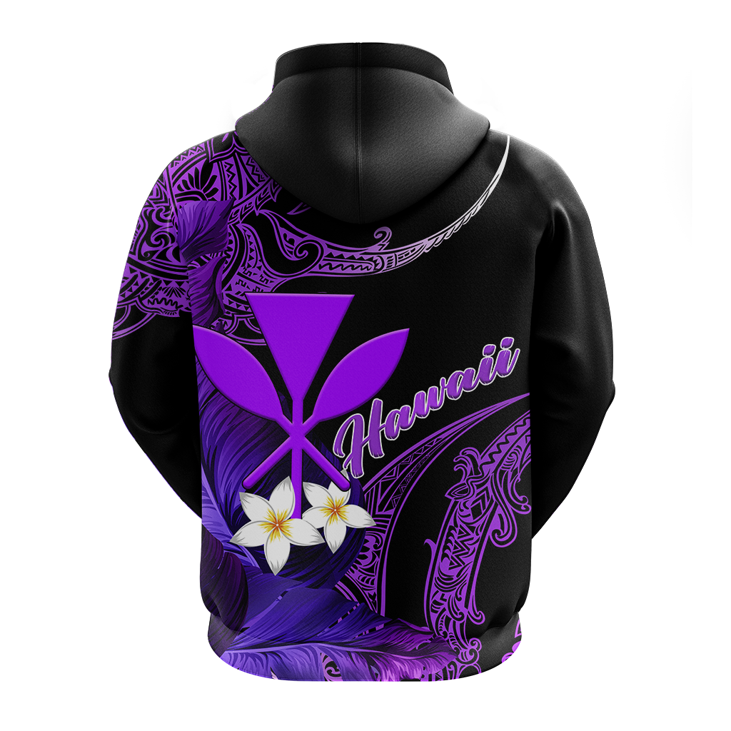 Hawaii Turtle With Plumeria Leaf Purple Hoodie LT12 - Polynesian Pride
