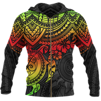 Polynesian Zip up Hoodie Polynesian Reggae Turtle Unisex Reggae - Polynesian Pride