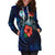 Guam Polynesian Hoodie Dress - Blue Turtle Hibiscus - Polynesian Pride