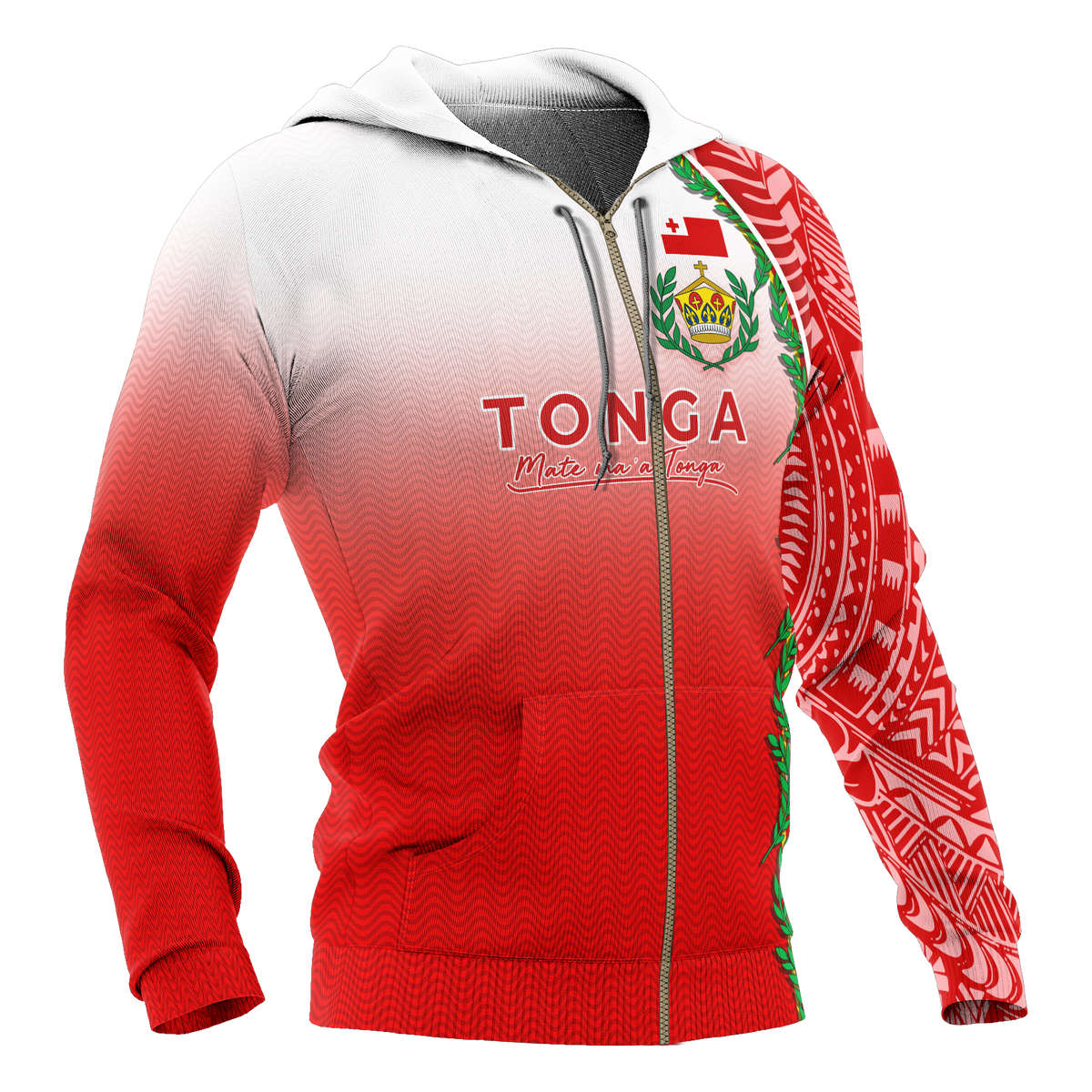 Tonga Zip up Hoodie Ocean Waves - Polynesian Pride
