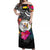 Niue Off Shoulder Long Dress Alluring Polynesia and Tropical Flowers LT13 Women Black - Polynesian Pride