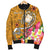 Fiji Custom Personalised Men's Bomber Jacket - Turtle Plumeria (Gold) - Polynesian Pride