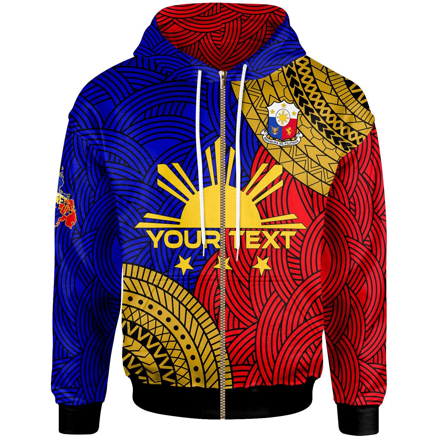 Philippines Custom Zip Hoodie Philippines Pride Zip Hoodie Red - Polynesian Pride