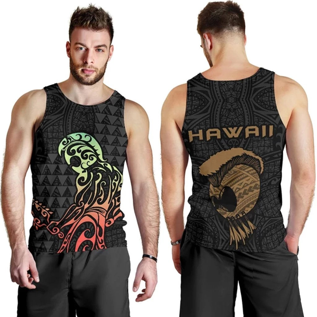 Hawaii Warrior And Helmet Men's Tank Top Black - Polynesian Pride