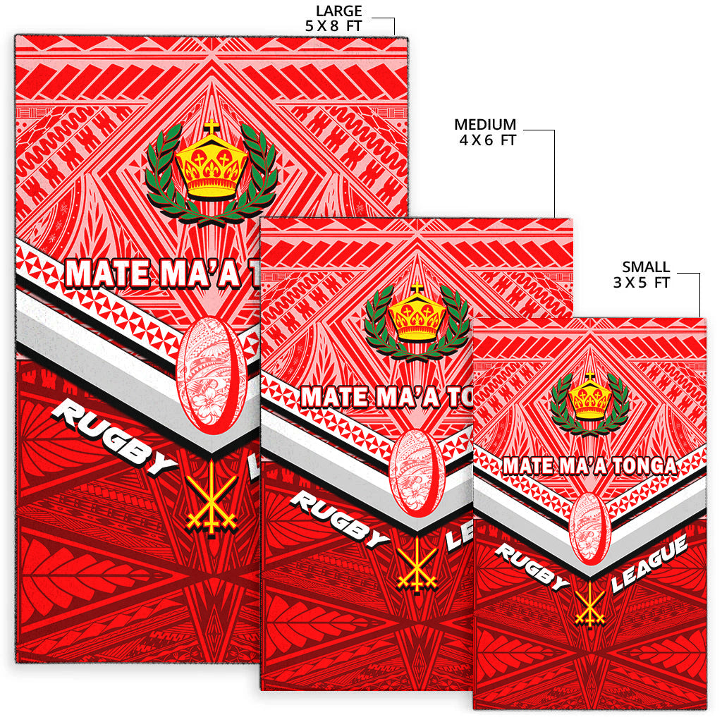 Tonga Rugby Mate Ma'a Tonga Tapa Pattern Area Rug - LT2 - Polynesian Pride