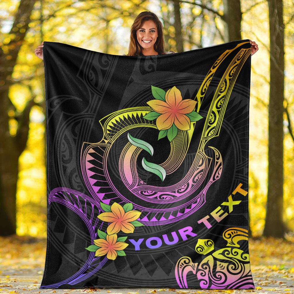 Polynesian Custom Personalised Premium Blanket - Plumeria Flowers with Spiral Patterns - Polynesian Pride