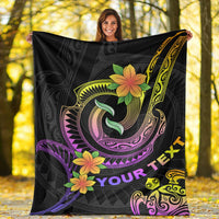 Polynesian Custom Personalised Premium Blanket - Plumeria Flowers with Spiral Patterns - Polynesian Pride