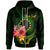 Cook Islands Polynesian Custom Zip Hoodie Floral With Seal Flag Color Unisex Green - Polynesian Pride