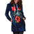 Wallis and Futuna Polynesian Hoodie Dress - Blue Turtle Hibiscus - Polynesian Pride