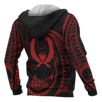 Pohnpei Micronesia All Over Zip up Hoodie Red Tribal Wave - Polynesian Pride