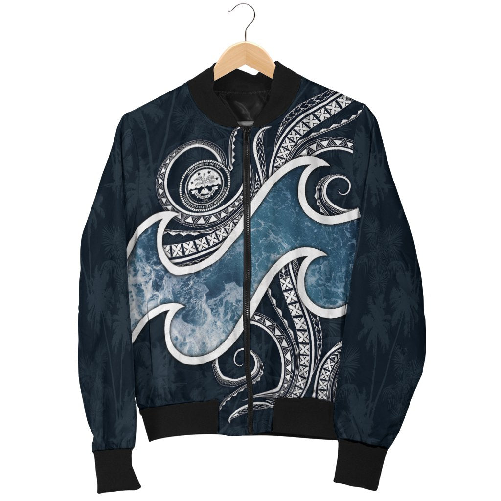 FSM Islands Polynesian Men's Bomber Jacket - Ocean Style - Polynesian Pride
