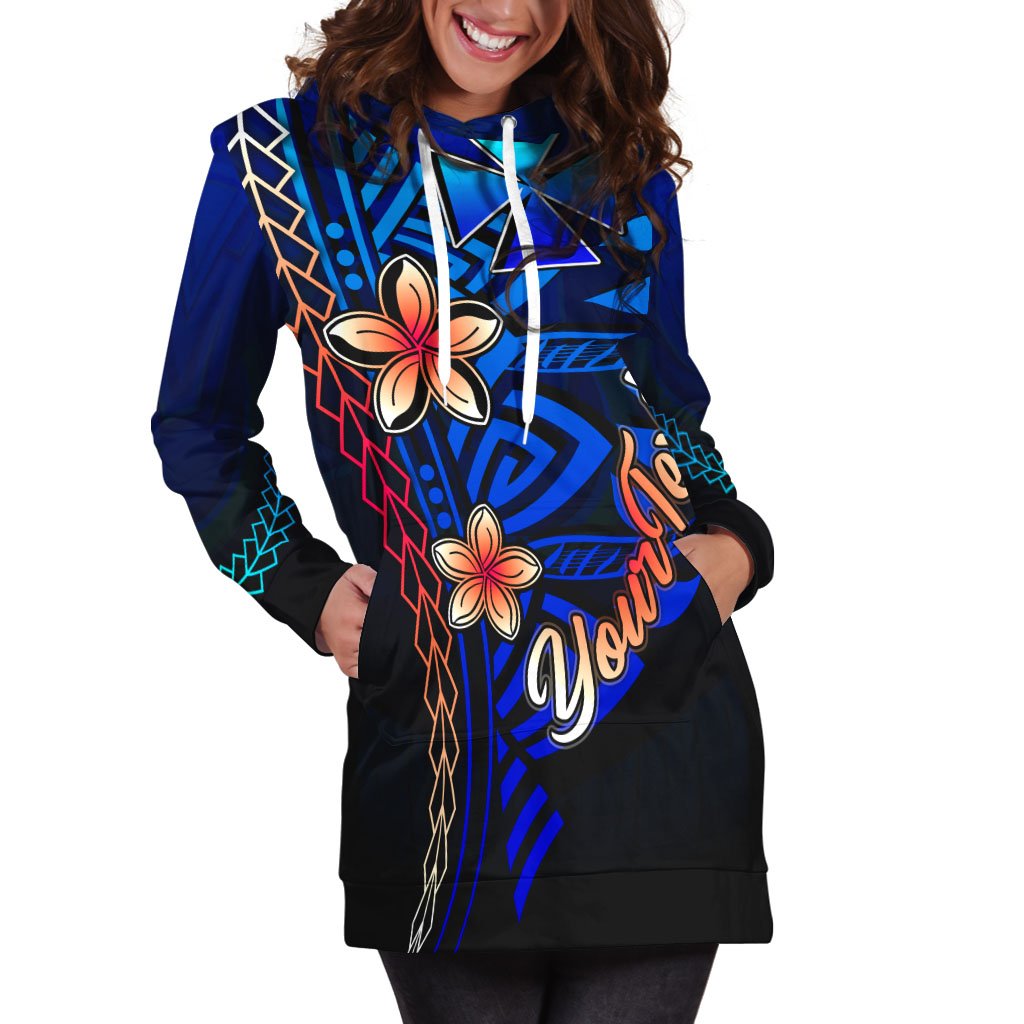 Wallis and Futuna Custom Personalised Hoodie Dress - Vintage Tribal Mountain - Polynesian Pride