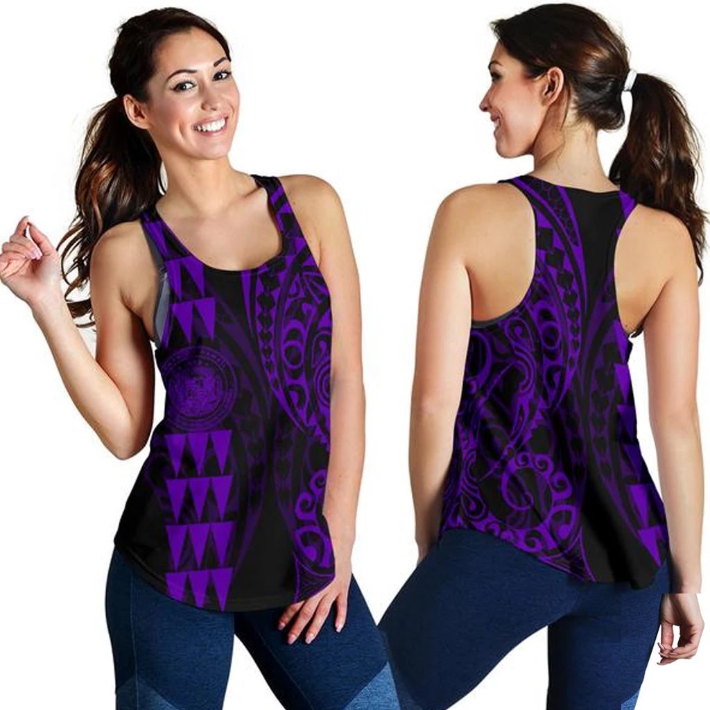 Hawaii Coat of Arm Women's Racerback Tank Purple Purple - Polynesian Pride