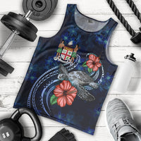 Fiji Polynesian Men Tank Top - Blue Turtle Hibiscus - Polynesian Pride