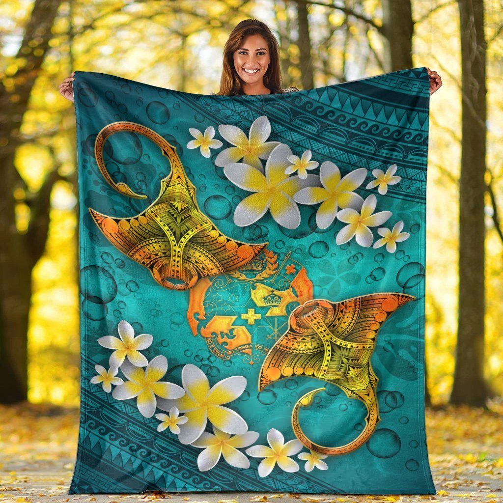 Tonga Polynesian Blanket - Manta Ray Ocean - Polynesian Pride