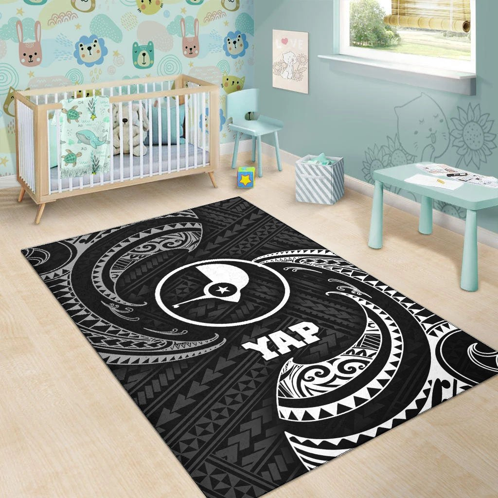 Yap Micronesia Area Rug - White Tribal Wave - Polynesian Pride