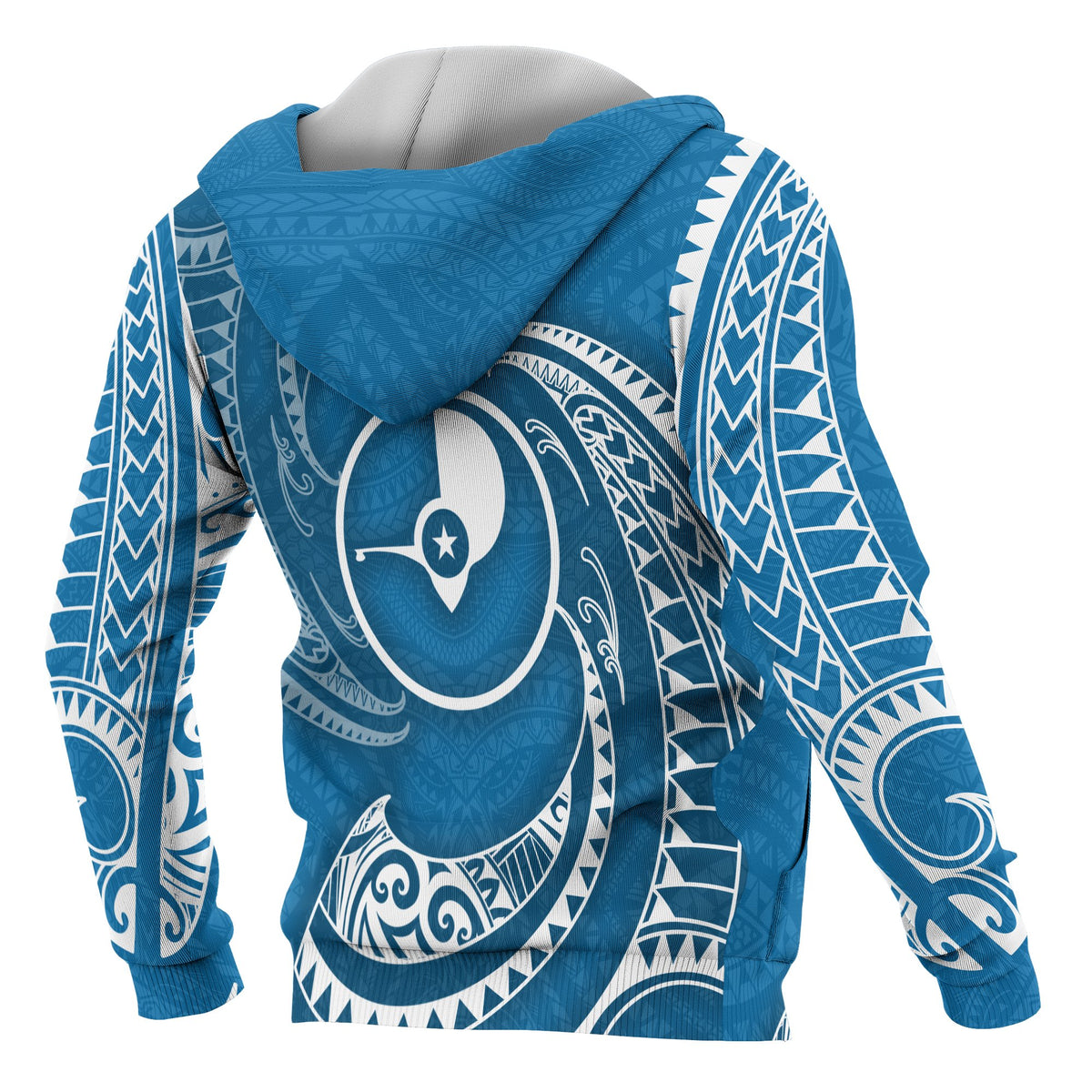 Yap Micronesia ll Over Hoodie Blue Tribal Wave - Polynesian Pride