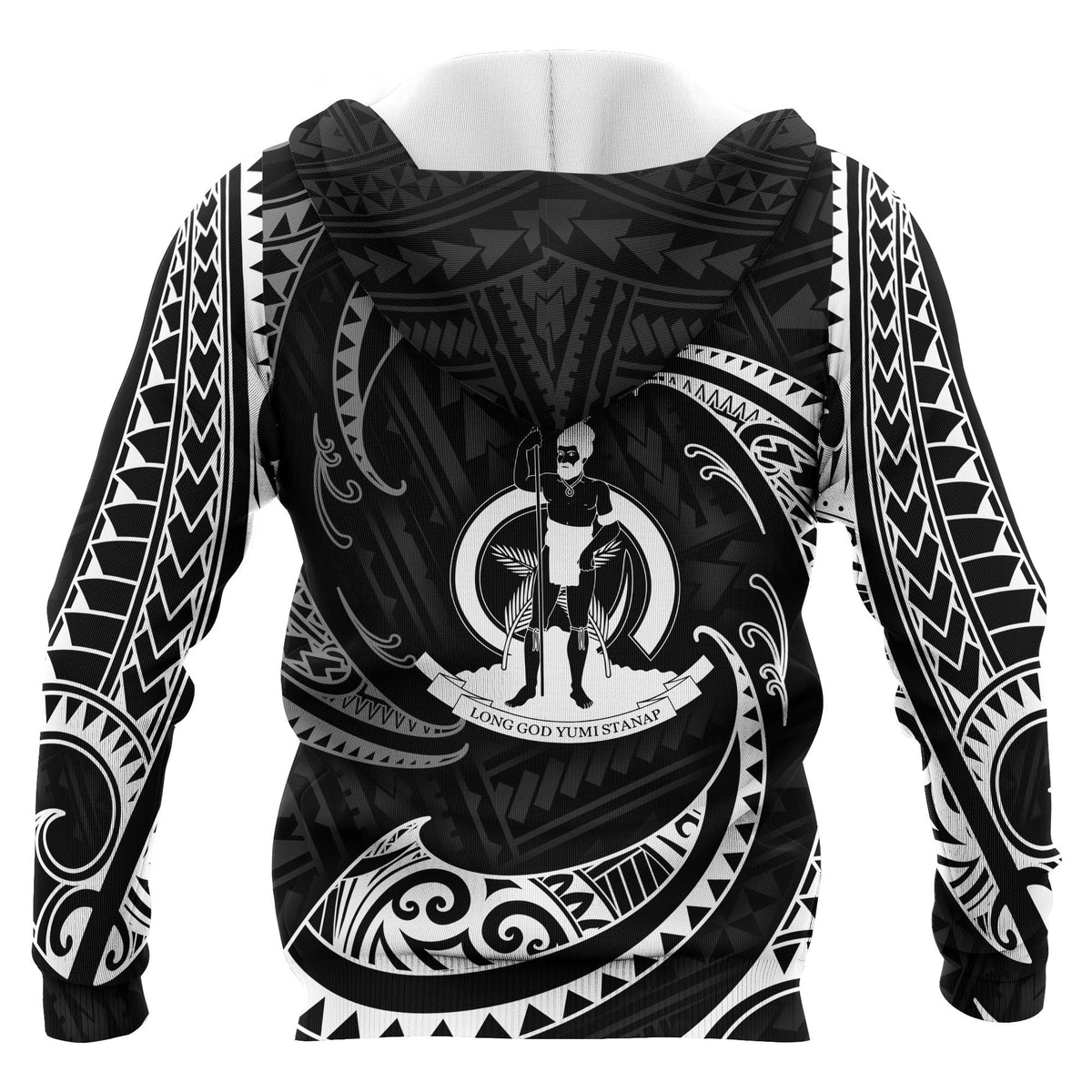 Vanuatu Polynesian Hoodie White Tribal Wave - Polynesian Pride