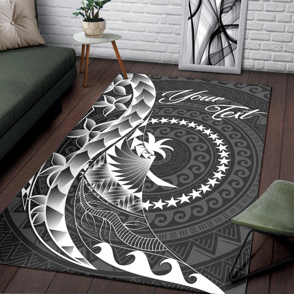 Chuuk Area Rug - Custom Personalised Polynesian Pattern Style Black - Polynesian Pride