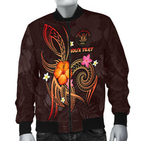 Niue Polynesian Personalised Men's Bomber Jacket - Legend of Niue (Red) - Polynesian Pride