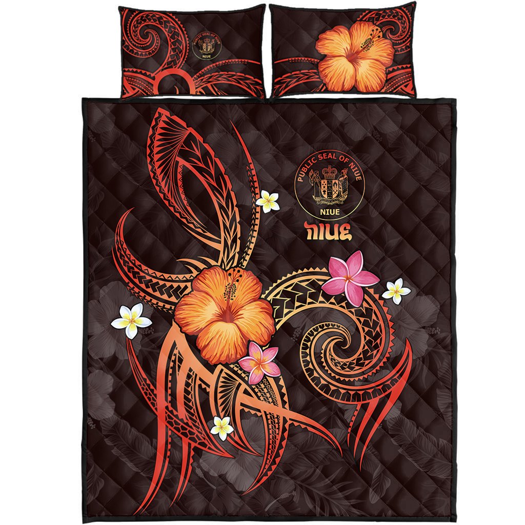 Niue Polynesian Quilt Bed Set - Legend of Niue (Red) - Polynesian Pride