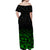 (Custom Personalised) New Zealand Off Shoulder Long Dress Maori Pattern Green LT13 - Polynesian Pride