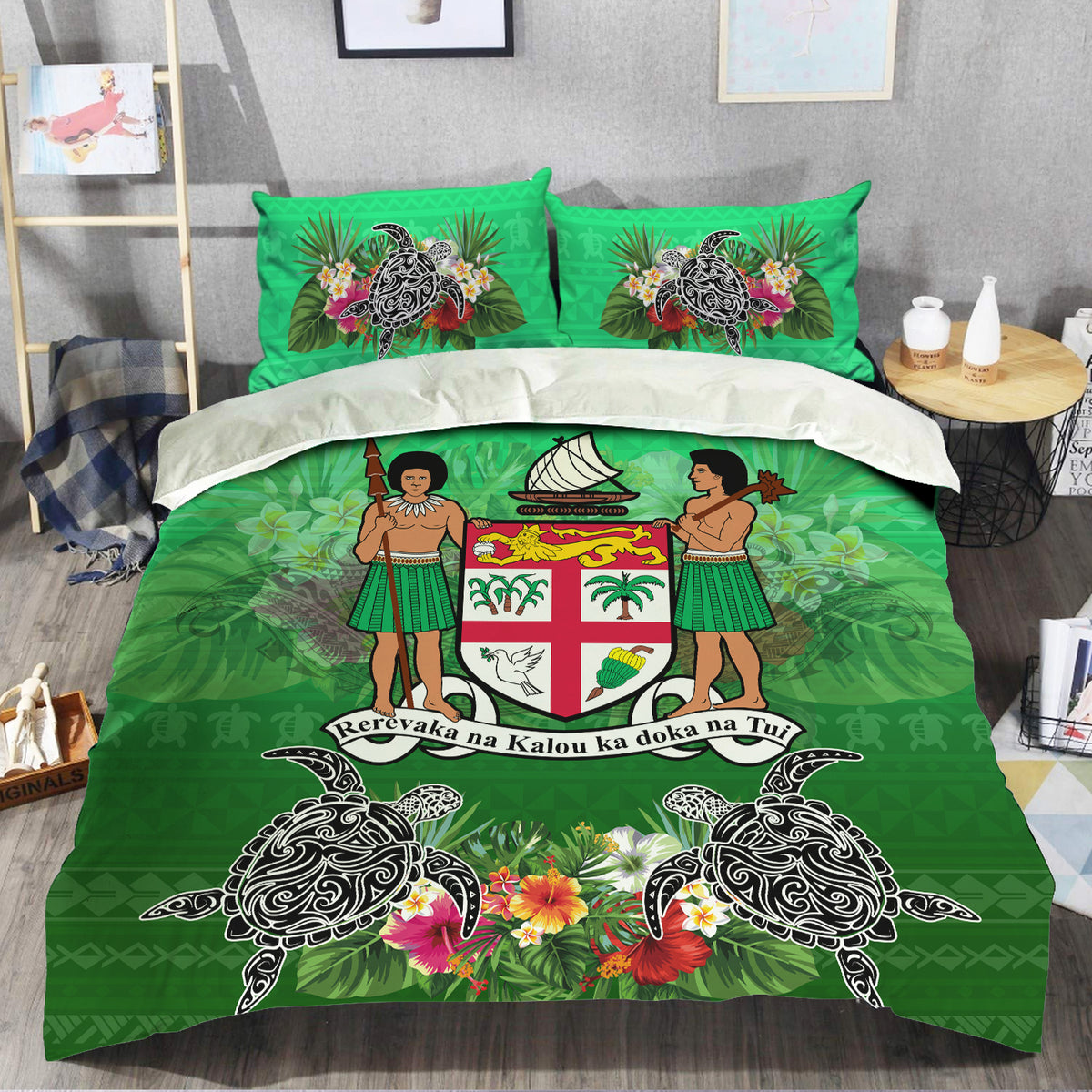 Fiji Bedding Sets - Fijian patterns ver1 Green - LT20 - Polynesian Pride