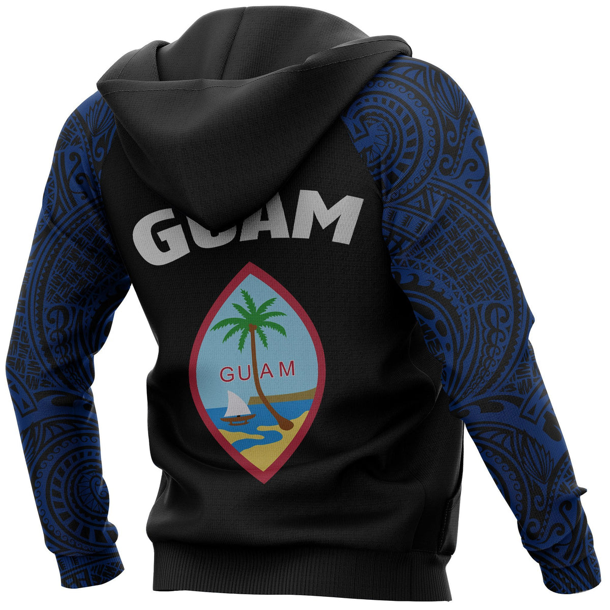 Guam All Over Hoodie Guam Flag Polynesian Tattoo Special Version - Polynesian Pride