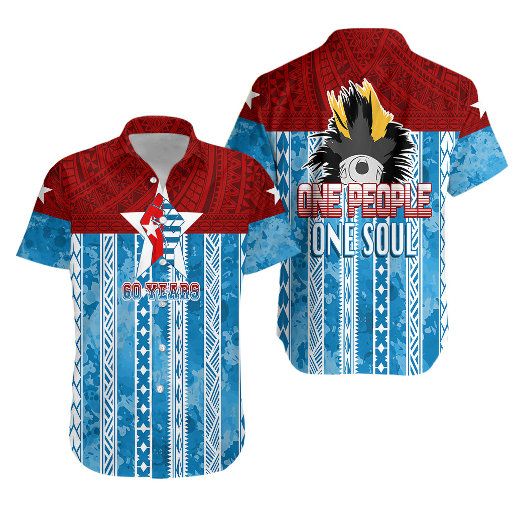West Papua 60 Years OPM Morning Star with Polynesian Pattern Hawaiian Shirt LT7 Unisex Cerulean - Polynesian Pride