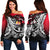 Tahiti Women's Off Shoulder Sweater - Tribal Jungle Pattern Red Color Red - Polynesian Pride