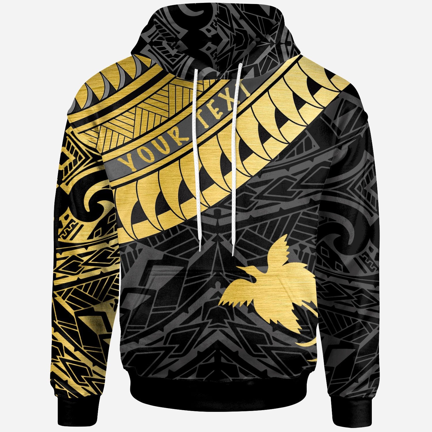 Papua New Guinea Custom Hoodie Papua New Guinea Ginger Lei Pattern Gold Unisex Gold - Polynesian Pride