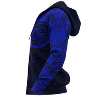 Hoodie Polynesian Tribal Lizard Tattoo Style Blue - Polynesian Pride