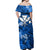 (Custom Personalised) Hawaii Off Shoulder Long Dress Map and Turtle Blue Flowers LT13 - Polynesian Pride