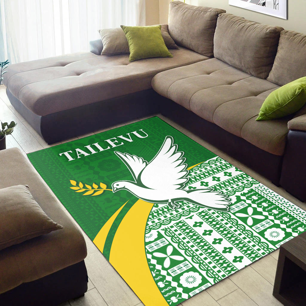 Tailevu Rugby Area Rug Fiji Rugby Tapa Pattern Green LT13 - Polynesian Pride