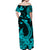 Hawaii Off Shoulder Long Dress Polynesia Turquoise Fish Hook LT13 - Polynesian Pride