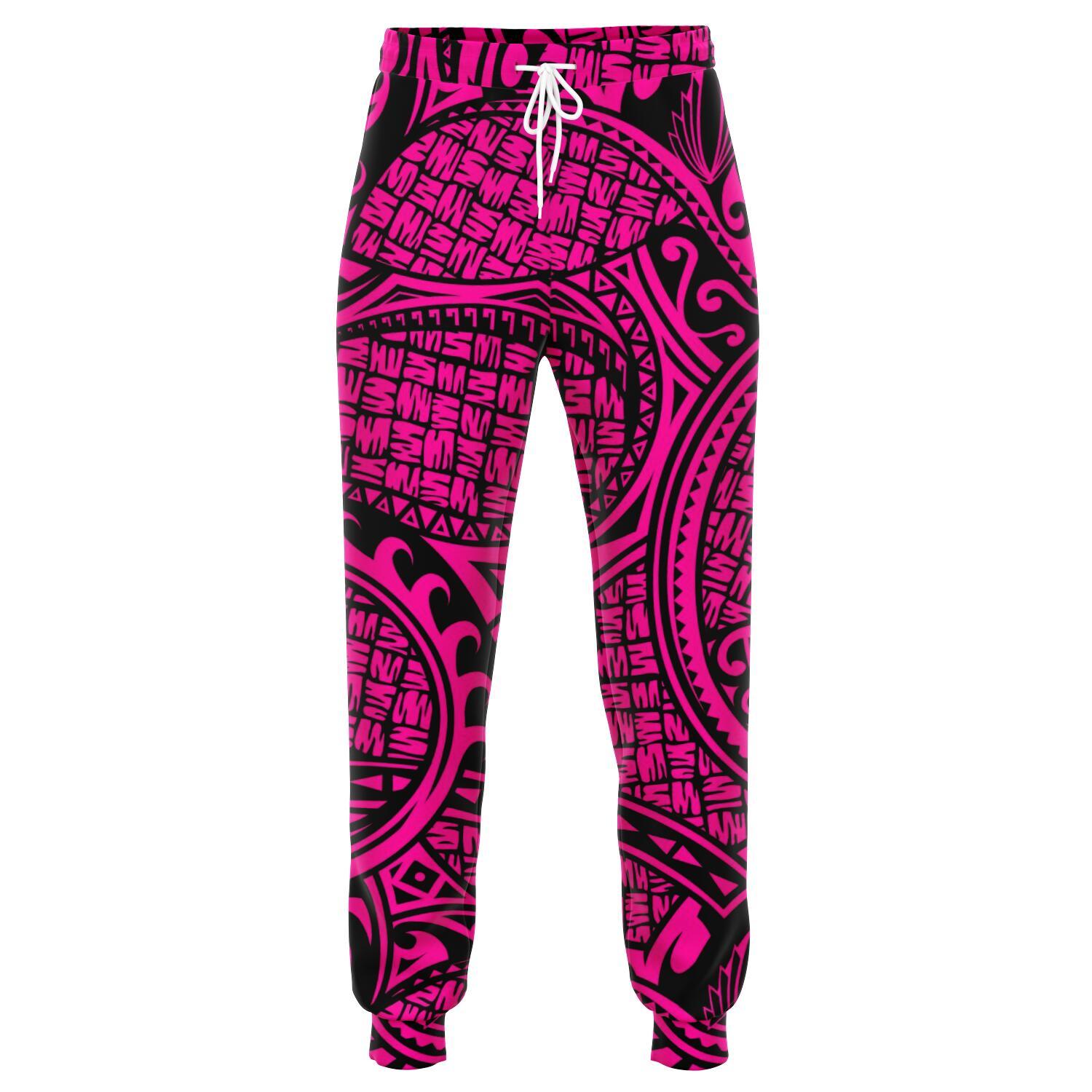 Polynesian Maori Lauhala Pink Joggers Unisex Pink - Polynesian Pride