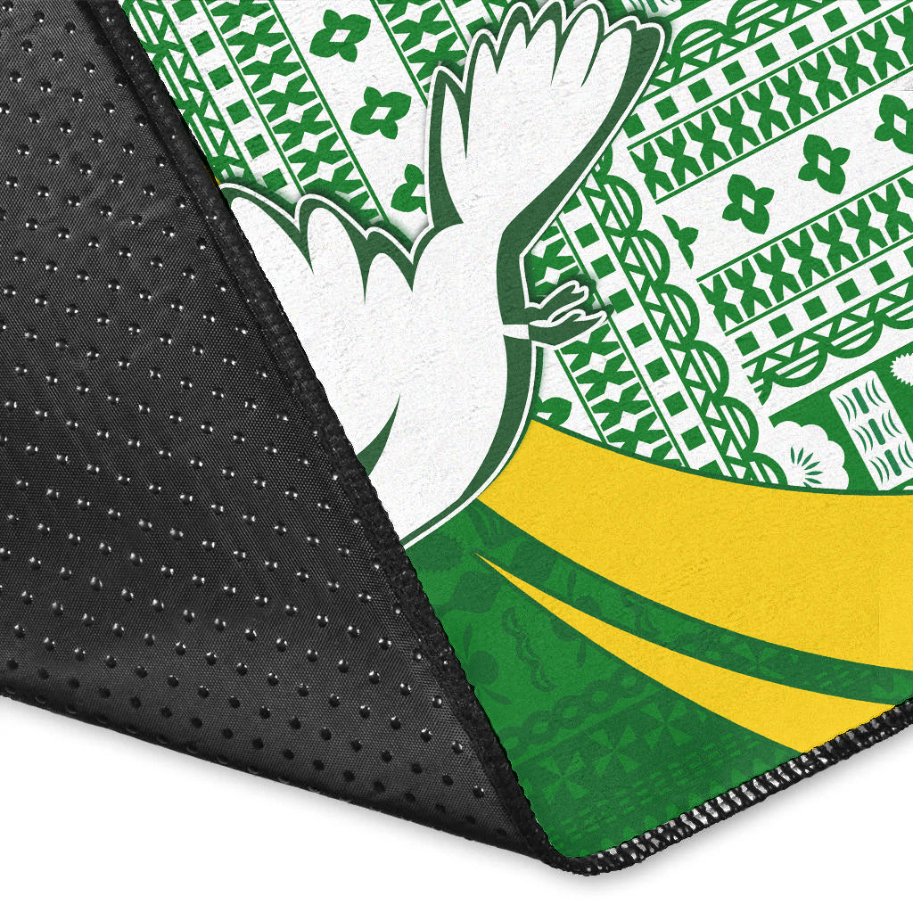 Tailevu Rugby Area Rug Fiji Rugby Tapa Pattern Green LT13 - Polynesian Pride