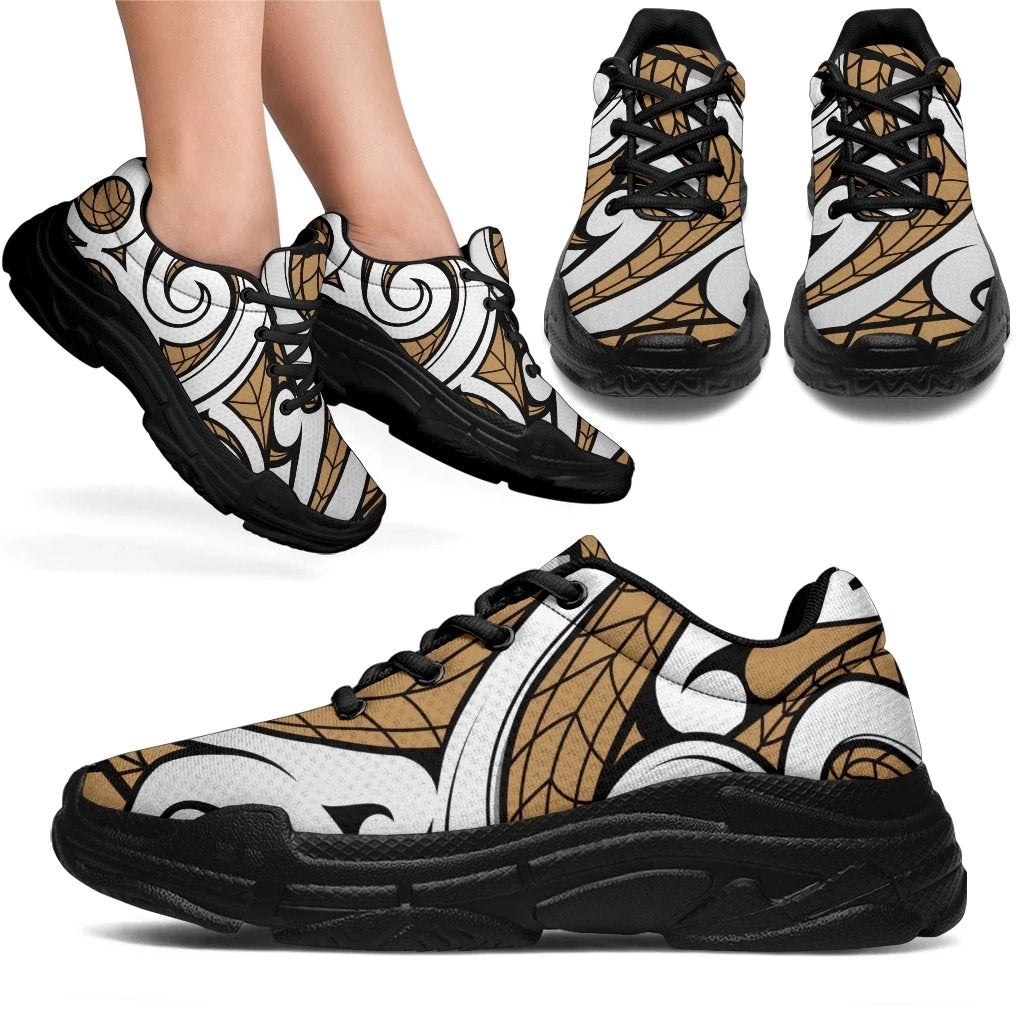 Polynesian Maori Ethnic Ornament Gold Chunky Sneakers - Polynesian Pride