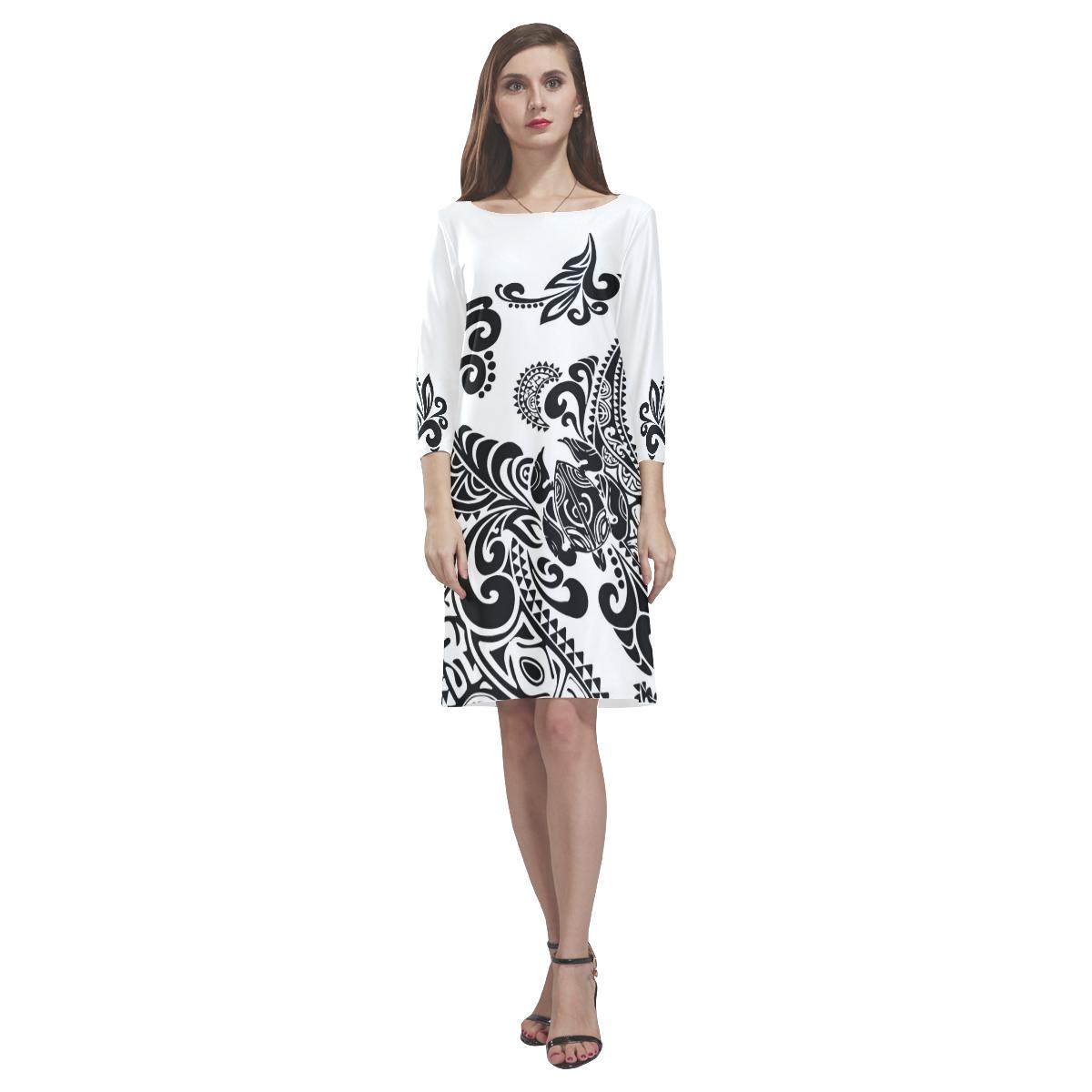 Polynesian Rhea Loose Round Neck Dress - White Turtle Women White - Polynesian Pride