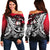 Niue Women's Off Shoulder Sweaters - Tribal Jungle Pattern Red Color Red - Polynesian Pride