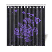 Hawaii Kakau Polynesian Turtle Map Shower Curtain - Purple - Polynesian Pride