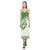 Polynesian V - Neck Open Fork Long Dress - Green Hibiscus - Polynesian Pride