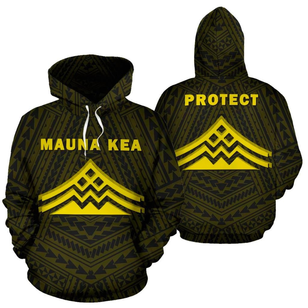 Hawaii Mauna Kea Polynesian Hoodie Yellow Unisex Yellow - Polynesian Pride