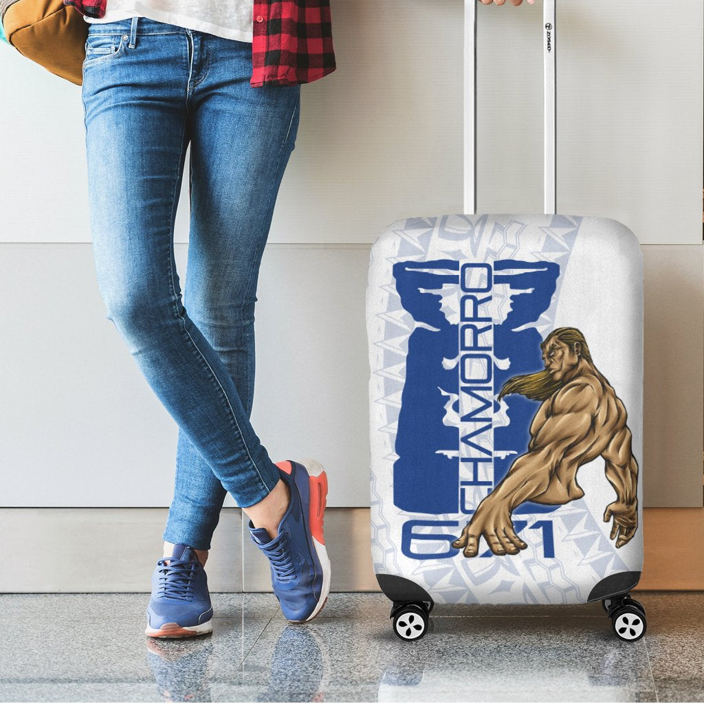 Guam Luggage Covers - Chamorro With Puntan Blue Color Blue - Polynesian Pride